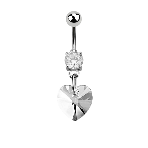 Banana silver with pendant Swarovski crystal heart small