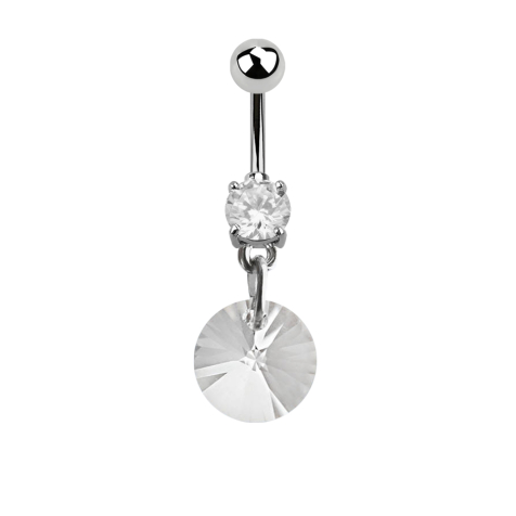 Banana silver with pendant Swarovski crystal round small
