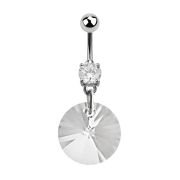 Banana silver with pendant Swarovski crystal round large