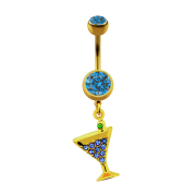 Banane vergoldet mit Anhänger Cocktail und Kristall...