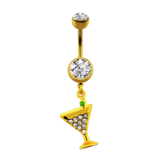 Banane vergoldet mit Anhänger Cocktail und Kristall...