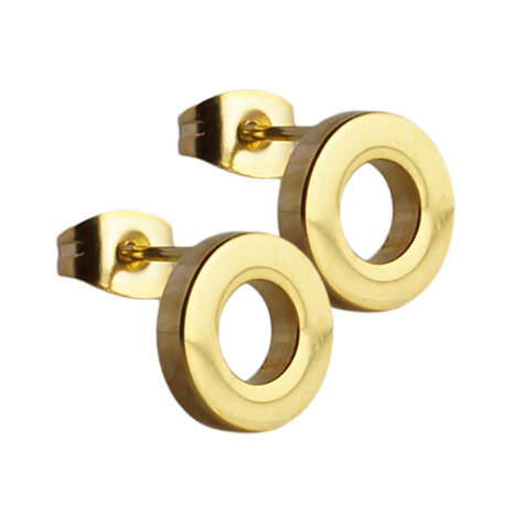 Gold-plated fake tunnel stud earrings