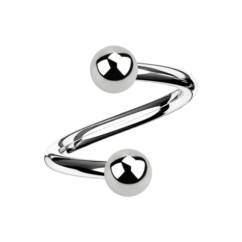 Spirale silber mit zwei Kugeln