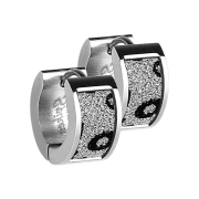 Folding earring silver with glitter and leopard pattern