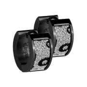 Folding earring black with glitter and leopard pattern