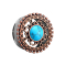 Flared tunnel with tribal shield antique rose gold and turquoise stone