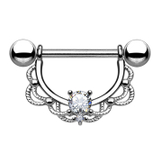 Barbell half wreath silver with crystal silver