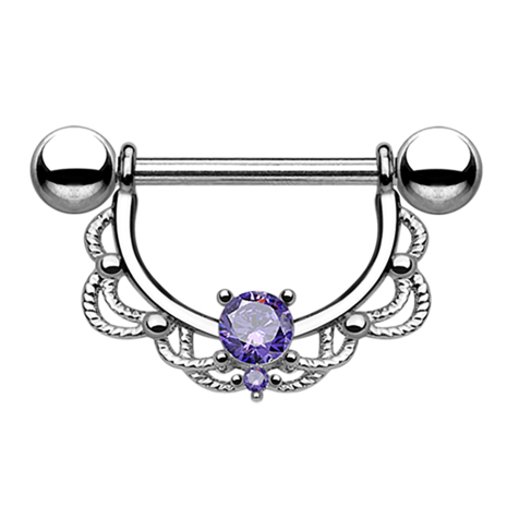 Barbell Halbkranz silber mit Kristall tanzanite