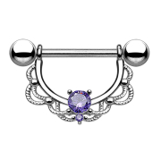 Barbell half wreath silver with crystal tanzanite