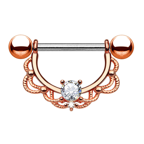 Barbell Halbkranz rosegold mit Kristall silber