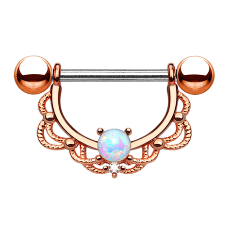 Barbell half wreath rose gold with opal