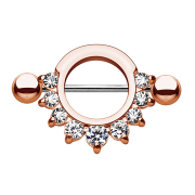 Barbell rond avec 9 cristaux or rose
