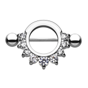 Barbell rond avec 9 cristaux argent