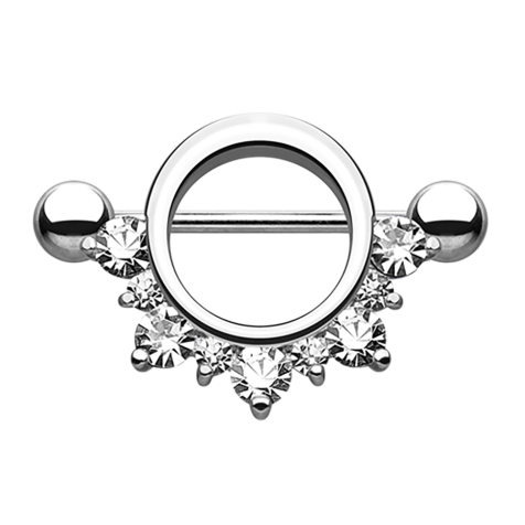 Barbell rotondo con diversi cristalli argento