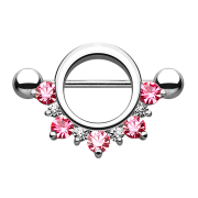 Barbell rotondo con diversi cristalli rosa