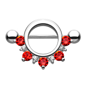 Barbell round with different crystals red