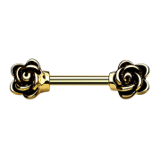 Barbell bar with gold-plated flower