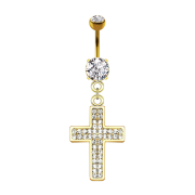 Banana 14k gold-plated with cross pendant and crystals