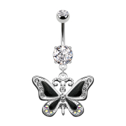 Banane argent avec pendentif papillon noir