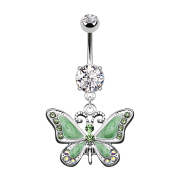 Banana silver with pendant butterfly green