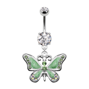 Banane argent avec pendentif papillon vert