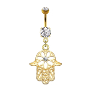 Banana 14k gold-plated with pendant Hamsa ornate crystal...