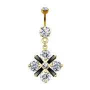 Banana 14k gold-plated with flower cross crystal pendant