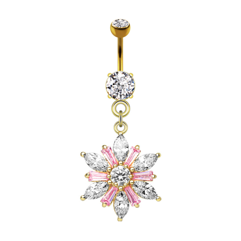 Banana 14k gold-plated with pink flower crystal pendant