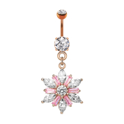 Banana rose gold with pink flower crystal pendant