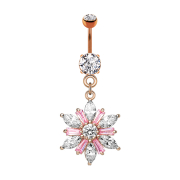 Banane or rose avec pendentif cristal de fleur rose