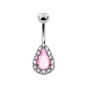 Banane silber Kristalltropfen pink mit Kristallen umkreist