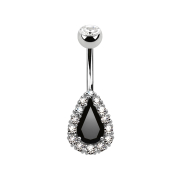 Banana silver crystal drop black circled with crystals