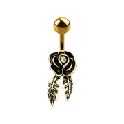 Banana 14k gold-plated rose with feather