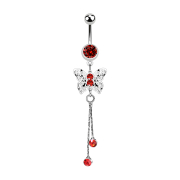 Banana silver with pendant king butterfly crystal red