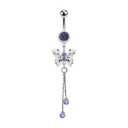 Banana silver with pendant king butterfly crystal tanzanite