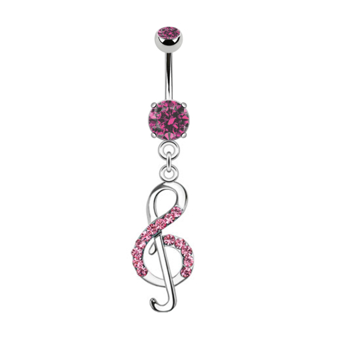 Banana silver with pink clef pendant