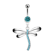 Banana silver with pendant dragonfly crystal aqua