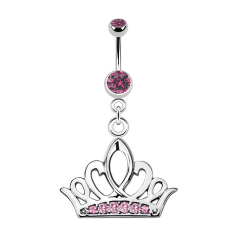 Banana silver with pendant tiara crown pink