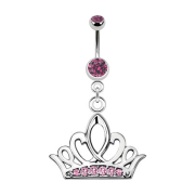Banana silver with pendant tiara crown pink