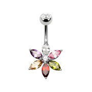Banana silver with colored crystal flower