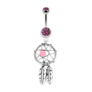 Banana silver with pendant dreamcatcher and ball pink