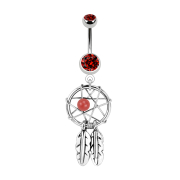 Banana silver with pendant dreamcatcher and ball red