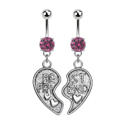 Banane argent avec pendentif Best Friend rose