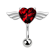 Banana silver angel with heart crystal red