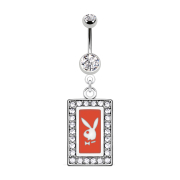 Banana silver with pendant Playboy crystal square red