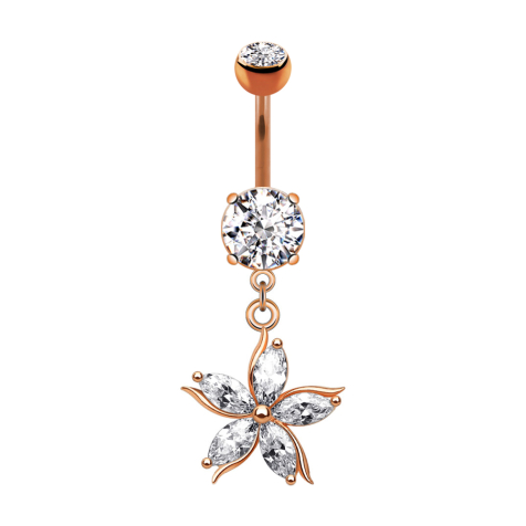 Banana rose gold with crystal flower pendant