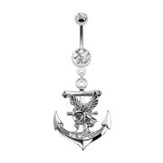 Silver banana with anchor and eagle pendant