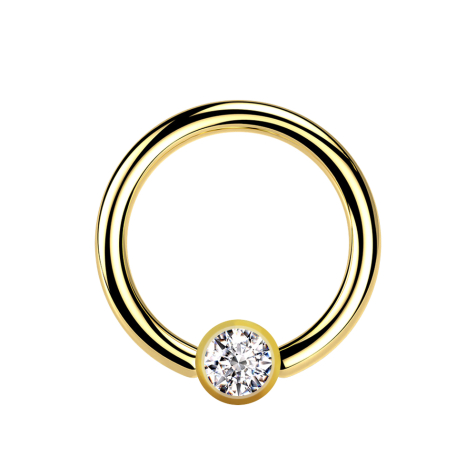 Micro Ball Closure anneau doré avec cristal boule argenté
