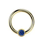 Gold-plated micro ball closure ring with dark blue ball...