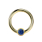 Micro Ball Closure Ring vergoldet mit Kugel Kristall dunkelblau